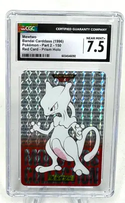 Pokemon Mewtwo CGC 7.5 Bandai 1996 Cardass Red Card Prism Holo Part 2 -150 Holo - Image 1
