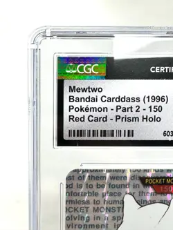 Pokemon Mewtwo CGC 7.5 Bandai 1996 Cardass Red Card Prism Holo Part 2 -150 Holo - Image 4