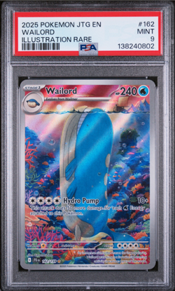 PSA 9 2025 POKEMON JTG EN-JOURNEY TOGETHER #162 WAILORD ILLUSTRATION RARE - Image 1