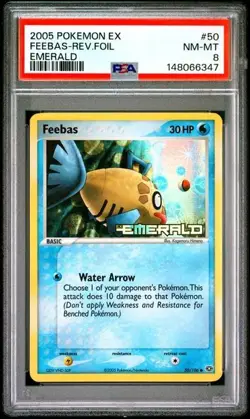 PSA 8 NM-MT 2005 POKEMON EX EMERALD #50 Feebas REVERSE FOIL - Image 1
