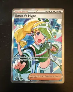 Pokemon TCG Emcee's Hype 220/182 Sv10 Destined Rivals UR FA Holo EN - Image 1