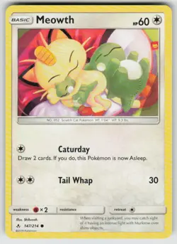 Meowth 147/214 Common Unbroken Bonds Pokemon Lightly Played - Image 1