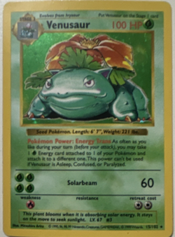 Pokemon Venusaur 15/102 Base Set Shadowless Holo Rare 1999 100 HP English - Image 1