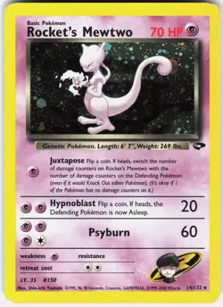 Pokemon Rocket's Mewtwo 14/132 Holo Rare Gym Challenge Pokemon Unlimited Holo LP - Image 1