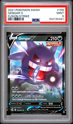 2021 POKEMON SWORD & SHIELD FUSION STRIKE #156 GENGAR V PSA 9 - Image 1