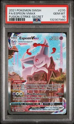 Pokemon Espeon VMAX Fusion Strike Secret Rare Full Art #270 PSA 10 Gem Mint - Image 1