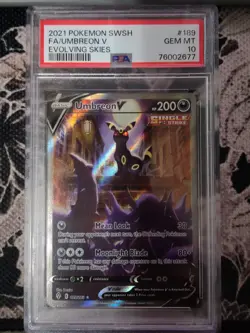 GEM MNT PSA 10 | 2021 SWSH Pokemon TCG FA Umbreon V Evolving Skies 189/203 - Image 1