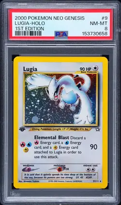 POKEMON LUGIA HOLO 9/111 NEO GENESIS 1ST EDITION 2000 PSA 8 NEW CERT! - Image 1