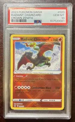 Pokemon SWSH Crown Zenith Radiant Charizard Holo 020/159 English PSA 10 GEM MINT - Image 1