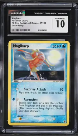 2004 Pokemon Fire Red & Leaf Green Error Rarity Magikarp #67 CGC 10 - Image 1