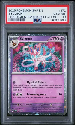 2025 Pokemon Prismatic Evolutions Sylveon Pre Tech Sticker Collection 172 PSA 10 - Image 1