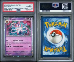 2025 Pokemon Prismatic Evolutions Sylveon Pre Tech Sticker Collection 172 PSA 10 - Image 2
