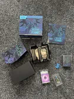 Pokemon Phantasmal Flames ETB EMPTY –Box, Dice, Coin, Booklet and energy pack - Image 1