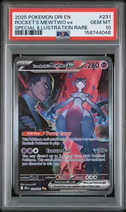2025 POKEMON DRI EN-DESTINED RIVALS #231 TEAM ROCKET'S MEWTWO EX PSA 10 - Image 1