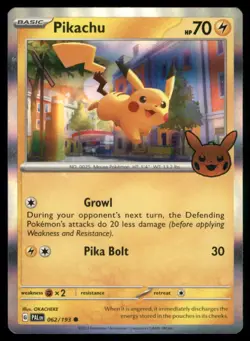 Pikachu 062/193 Common Paldea Evolved Pokemon Reverse Holo Near Mint - Image 1
