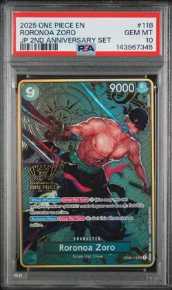 2025 Roronoa Zoro 2ND ANNIVERSARY ONE PIECE OP06-118 English PSA 10 - Image 1
