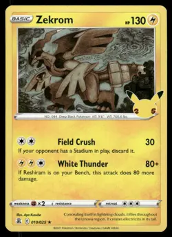 Pokemon Cards Zekrom 010/025 Celebrations Rare NM *3 - Image 1