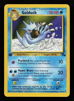 Golduck 35/62 1st Edition Uncommon Fossil Pokemon Card - Image 1
