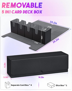 Card Deck Box with Dice Tray for MTG, 5 in 1 Card Deck Case Holds 800+ Unsleeved - Image 2
