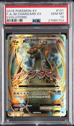 2016 POKEMON XY EVOLUTIONS #101 FULL ART/M CHARIZARD EX PSA 10 - Image 1