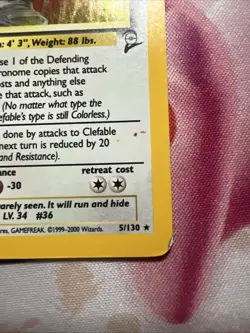 Clefable 5/130 Pokemon Base Set 2 Holo Rare LP/NM - Image 2