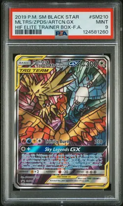 2019 POKEMON SM BLACK STAR PROMO FULL ART/MOLTRES & ZAPDOS & ARTICUNO GX PSA 9 - Image 1