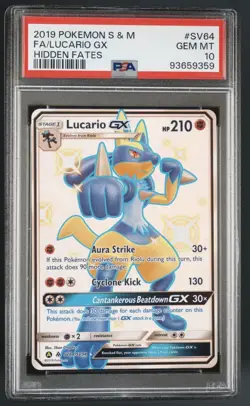 2019 Pokemon Sun And Moon Hidden Fates Sv64/SV94 Lucario GX PSA 10 - Image 1