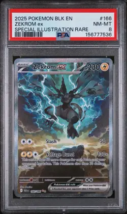 PSA 8 Zekrom ex #166 2025 Pokemon BLK EN Special Illustration Rare - Image 1
