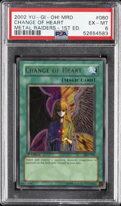 2002 YU-GI-OH! MRD-METAL RAIDERS 1ST EDITION #060 CHANGE OF HEART PSA 6 - Image 1