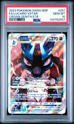 Pokemon TCG Crown Zenith Lucario VSTAR SWSH291 Promo Card PSA 10 Gem Mint - Image 1
