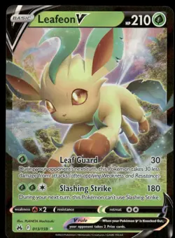 Pokemon Cards Leafeon V 013/159 Crown Zenith Holo V Rare NM - Image 1
