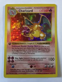 1999 Charizard 4/102 Base Set 1st Edition Stage 2 Holo Rare Pokemon Card - Image 1