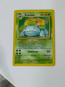 Pokemon Card Venusaur 15/102 Base Set Holo Rare Unlimited Vintage 1999 WOTC - Image 1