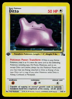 Pokemon Card - Ditto Fossil 3/62 Holo 1st Edition Holo Rare - Image 1