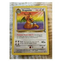 Pokemon Dragonite Fossil Rare 100HP Unlimited 19/62 Regular English 1999 - Image 1