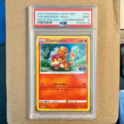 2022 Pokemon GO Charmander Sword & Shield 232 Cosmos Holo BLACK STAR Promo PSA 9 - Image 1