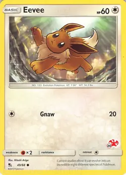 Eevee 49/68 Common Hidden Fates Pokemon MP Ariga - Image 1