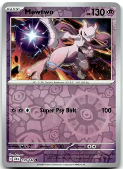 Mewtwo 59/142 Uncommon Stellar Crown Pokemon Reverse Holo Near Mint - Image 1