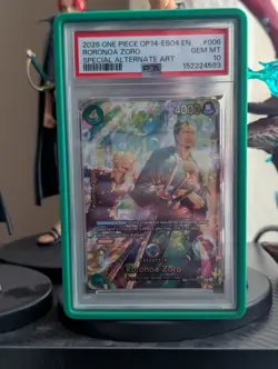 One Piece CCG Roronoa Zoro OP14-EB04 Special Alternate Art PRB01-006 PSA 10 - Image 1