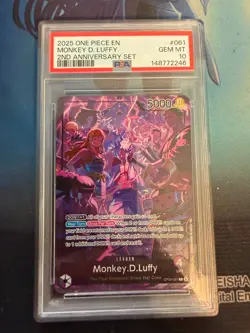 Monkey D Luffy OP09-061 2nd Anniversary Eng PSA 10 GEM MINT 2025 One Piece - Image 1