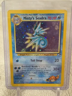 Misty's Seadra 9/132 - Gym Heroes PRERELEASE Stamp Holo Pokemon Card - Image 1