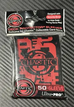 Red Chaotic Ultra-Pro Deck Protector Card Sleeves with Security Strip 50-Count - Image 1
