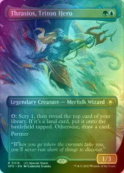 Thrasios, Triton Hero - BORDERLESS FOIL NM (MTG Special Guests LCI 016) - Image 1