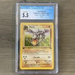 MP - Aerodactyl (Ptera) French 1st Edition 1/62 Fossil Pokemon Holo Rare CGC 5.5 - Image 1