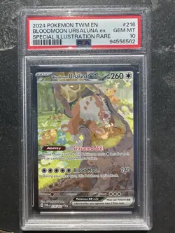 2024 Pokemon Bloodmoon Ursaluna ex 216/167 Twilight Masquerade Holo PSA 10 ENG - Image 1