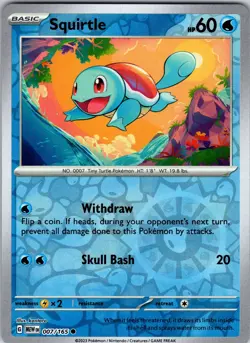 Squirtle 007/165 SV: Scarlet & Violet 151 Pokemon NM/LP Reverse Holofoil - Image 1