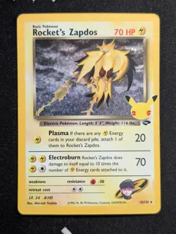Rocket's Zapdos 15/132 Celebrations: Classic Collection Pokemon NM Holo - Image 1