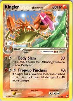 Kingler (Delta Species) 22/100 Crystal Guardians Pokemon NM Normal - Image 1