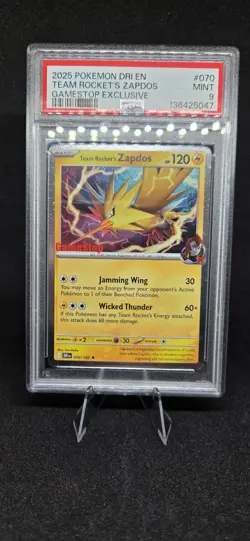 Pokemon Team Rocket's Zapdos 070/182 GameStop Exclusive Promo Holo PSA 9 English - Image 1