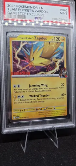 Pokemon Team Rocket's Zapdos 070/182 GameStop Exclusive Promo Holo PSA 9 English - Image 2